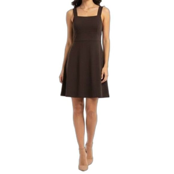 BCBGMaxAzria Brown Knit Square Neck Sleeveless Jumper Dress Size XL - Picture 1 of 11
